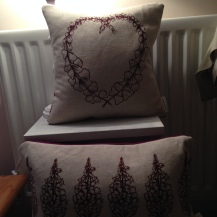 foxglove heart and rosebay willowherb, linen cotton blend with 100% HArris Tweed on the back